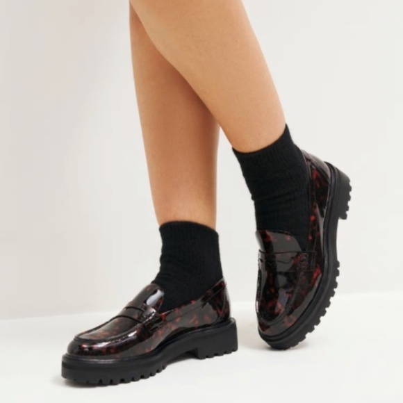 Reformation Agathea Chunky Loafer Patent Tortoise  sz 9 - Picture 4 of 8